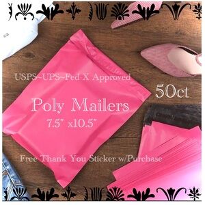 50ct ~ 7.5 x 10.5”~ Poly Mailer Bags 👛🆕👛Plus 😁 50ct Thank You Stickers Included
